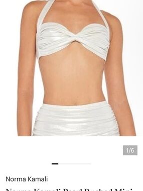 Norma Kamali Metallic Pearl 2 Pc Swimsuit With Built In Bottoms Medium
